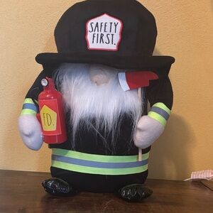 Rae Dunn Firefighter Gnome with Black and Red Accents